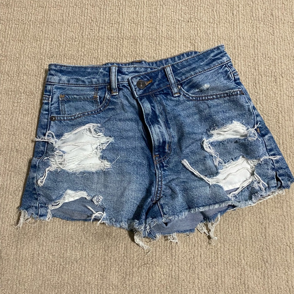 American Eagle Outfitters Ripped Blue Jean Shorts